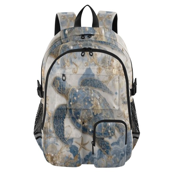 DIXRUYEE Tide-turtle Backpack for School 14Laptop Compatible with Reflective Safety Strips