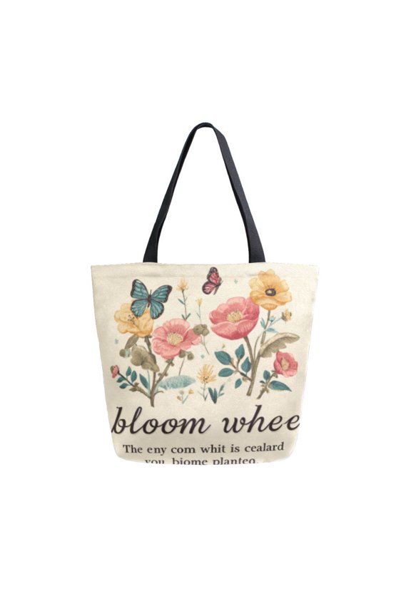 Tote Bag Women Weekender Travel Bag Shoulder Handbag Butterfly bloom Printed