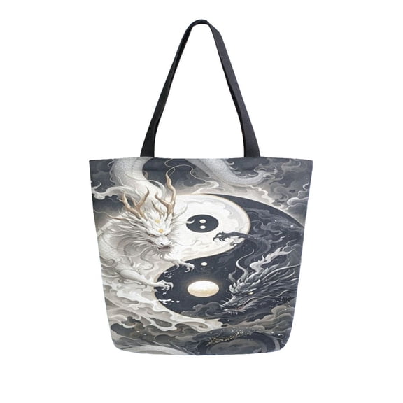 DIXRUYEE Tote Bag Women Weekender Travel Bag Shoulder Handbag Celestial Dragons Duel Printed