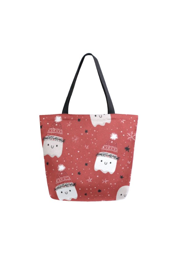 Tote Bag Women Weekender Travel Bag Shoulder Handbag Cheerful Ghost Gathering on Red Printed