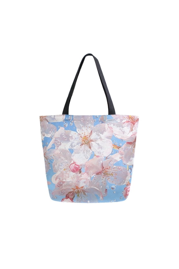 Tote Bag Women Weekender Travel Bag Shoulder Handbag Cherry Blossoms Rain Printed