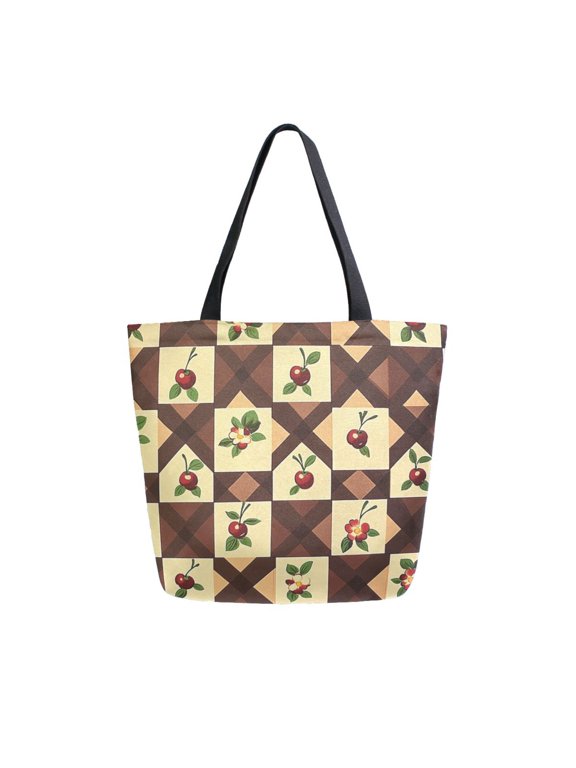 Tote Bag Women Weekender Travel Bag Shoulder Handbag Cherry Patchwork Printed