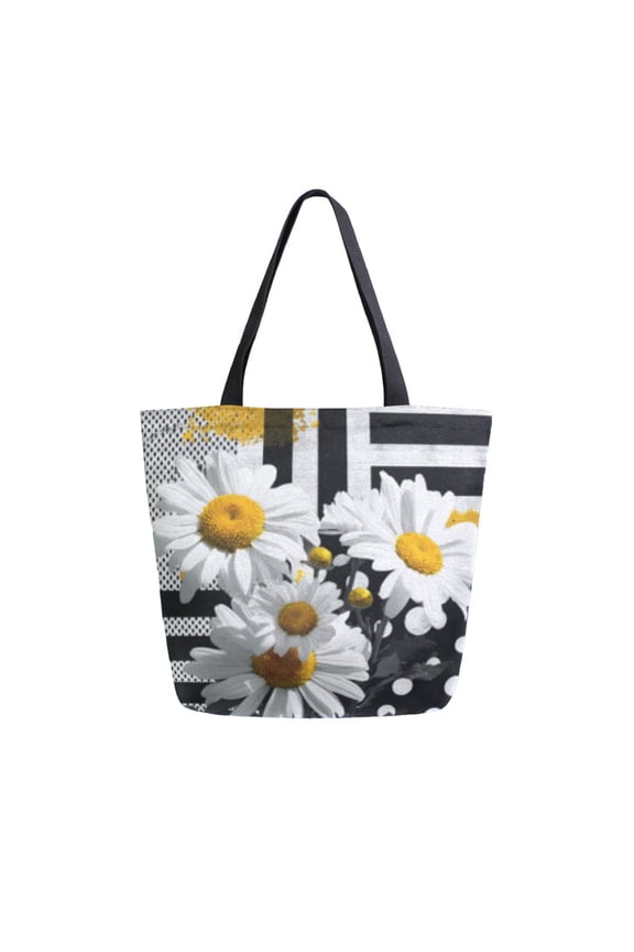 Tote Bag Women Weekender Travel Bag Shoulder Handbag Daisies & Dots Printed