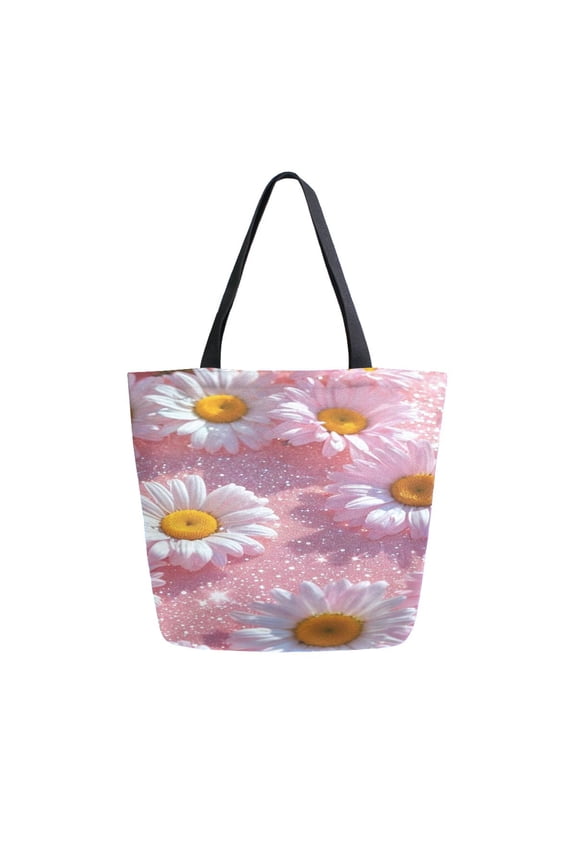 Tote Bag Women Weekender Travel Bag Shoulder Handbag Daisies in Sparkling Dew Printed