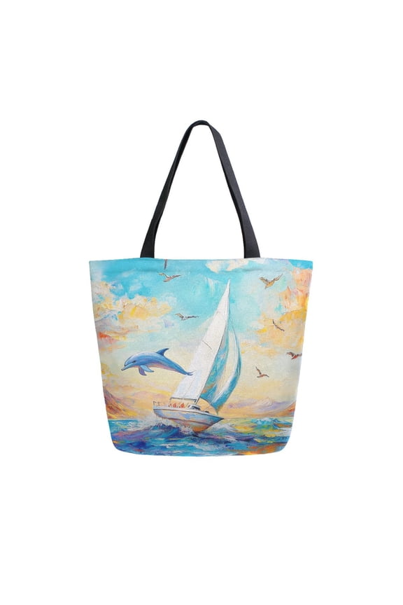 Tote Bag Women Weekender Travel Bag Shoulder Handbag Dolphin Dreams Printed