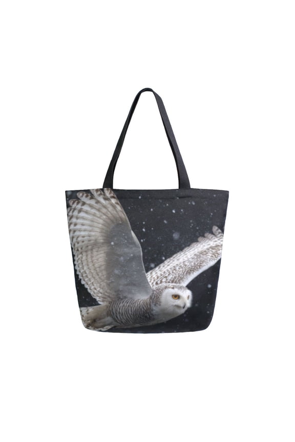 Tote Bag Women Weekender Travel Bag Shoulder Handbag Flying Snowy Owl Printed