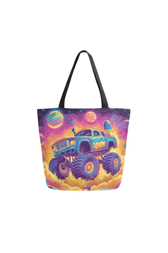 Tote Bag Women Weekender Travel Bag Shoulder Handbag Galactic Monster Adventure Printed
