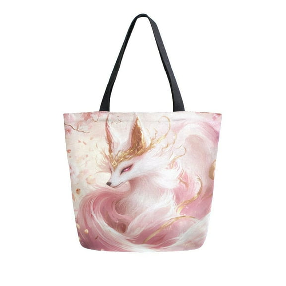DIXRUYEE Tote Bag Women Weekender Travel Bag Shoulder Handbag Gilded Fox in Bloom Printed