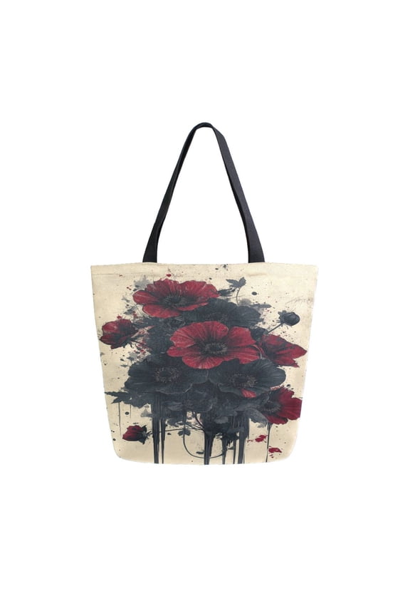Tote Bag Women Weekender Travel Bag Shoulder Handbag Gothic Red Floral Drizzle Printed