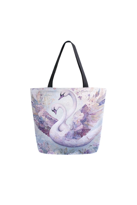 Tote Bag Women Weekender Travel Bag Shoulder Handbag Graceful Swans in Bloom Printed