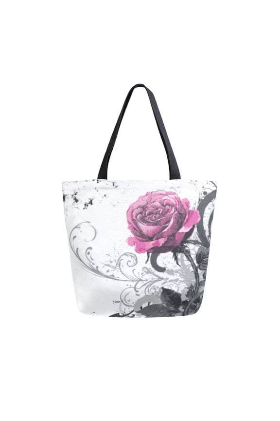 Tote Bag Women Weekender Travel Bag Shoulder Handbag Ink Rose Printed