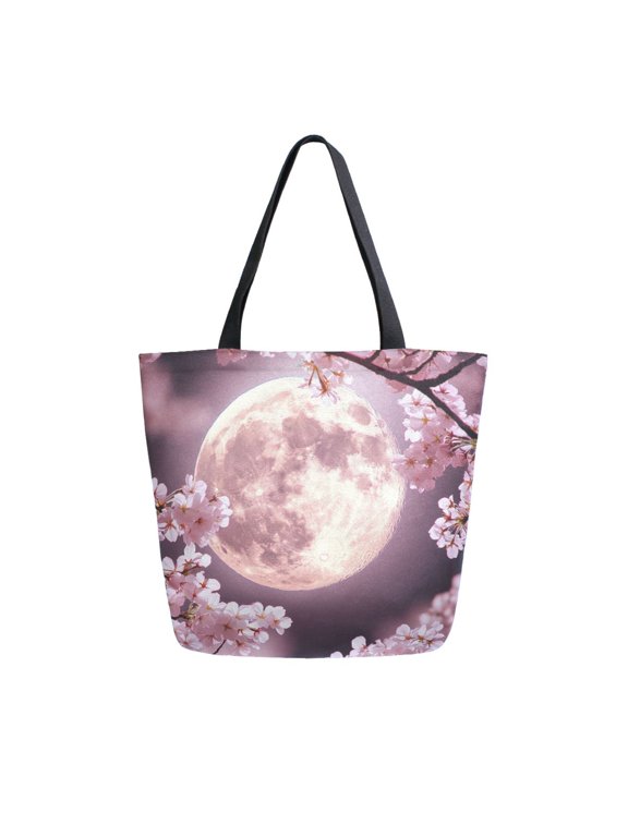 Tote Bag Women Weekender Travel Bag Shoulder Handbag Moonlit Cherry Printed
