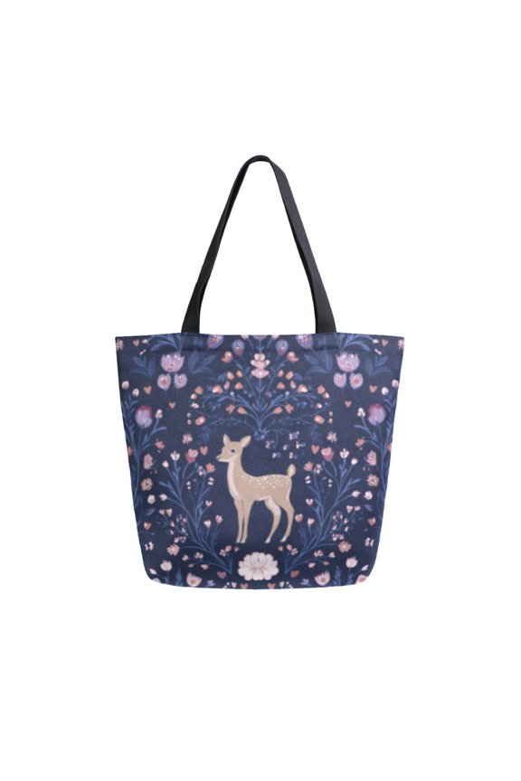 Tote Bag Women Weekender Travel Bag Shoulder Handbag Mystic Deer in Bloom Printed