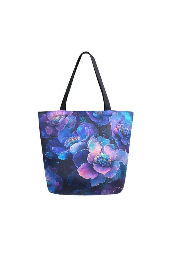 Tote Bag Women Weekender Travel Bag Shoulder Handbag Mystical Twilight Blooms Printed