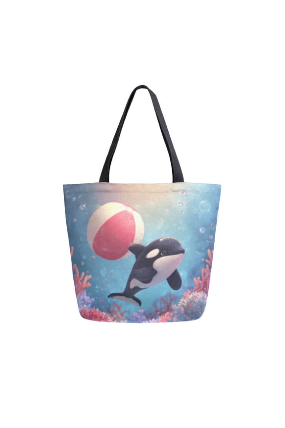 Tote Bag Women Weekender Travel Bag Shoulder Handbag Orca Beach Ball Printed