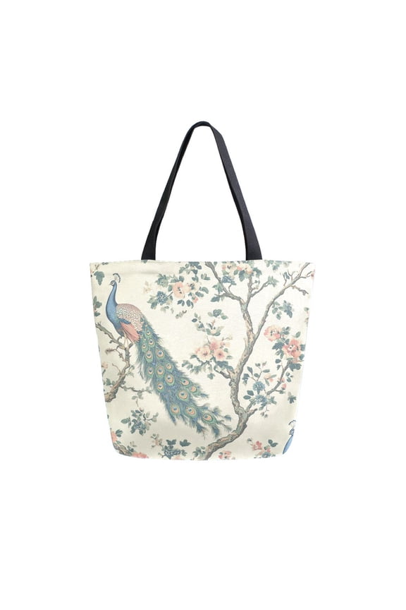 Tote Bag Women Weekender Travel Bag Shoulder Handbag Peacock Paradise Printed