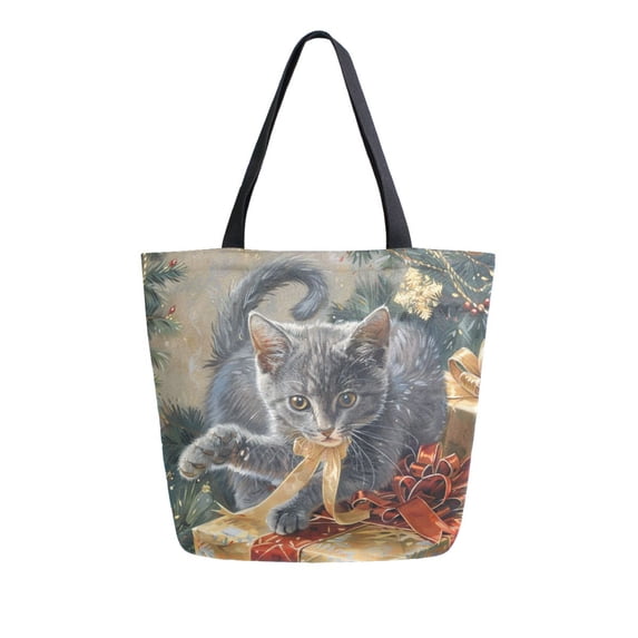 DIXRUYEE Tote Bag Women Weekender Travel Bag Shoulder Handbag Playful Kitten with Holiday Gifts Printed