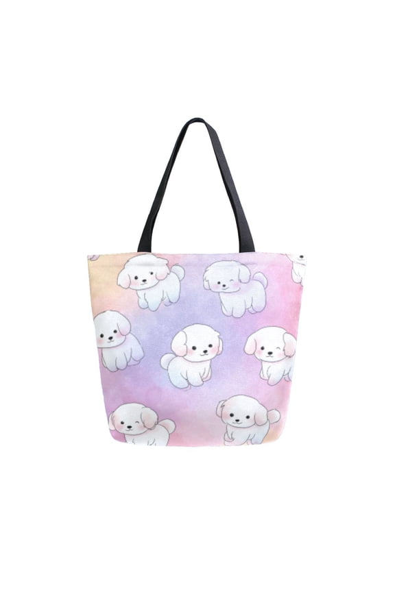 Tote Bag Women Weekender Travel Bag Shoulder Handbag Rainbow Puppy Paradise Printed