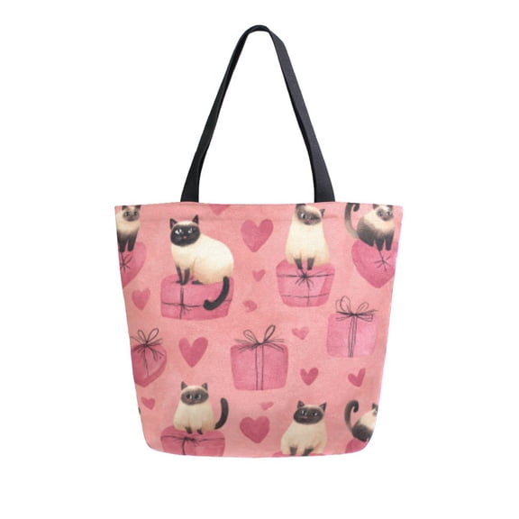 DIXRUYEE Tote Bag Women Weekender Travel Bag Shoulder Handbag Siamese Hearts & Presents Printed