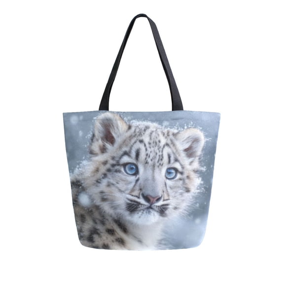 DIXRUYEE Tote Bag Women Weekender Travel Bag Shoulder Handbag Snowy Leopard Cub Focus Printed