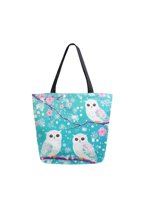Tote Bag Women Weekender Travel Bag Shoulder Handbag Springtime Owls Printed