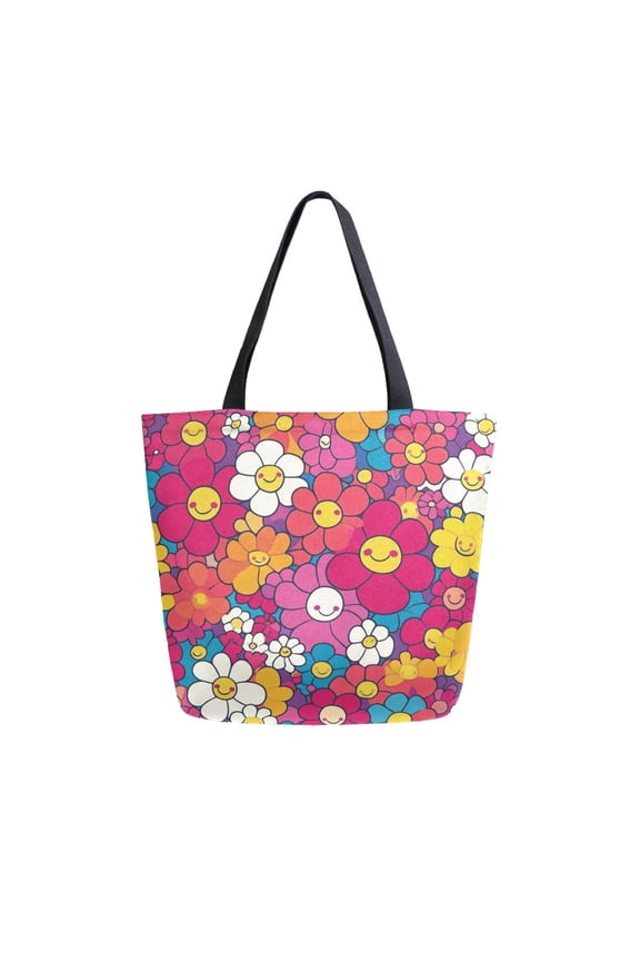 Tote Bag Women Weekender Travel Bag Shoulder Handbag Vibrant Smiles in Bloom Printed