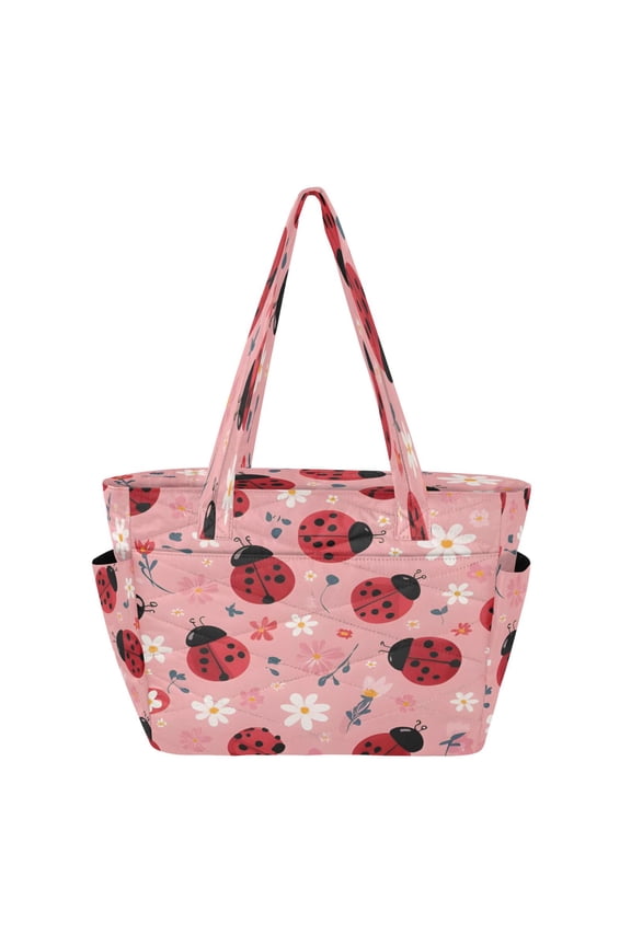 Tote Handbags Casual Shoulderbags In Bold Pink Ladybug Pattern