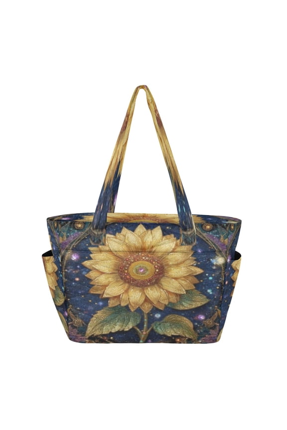 Tote Handbags Casual Shoulderbags In Celestial Gilded Sunflower Pattern