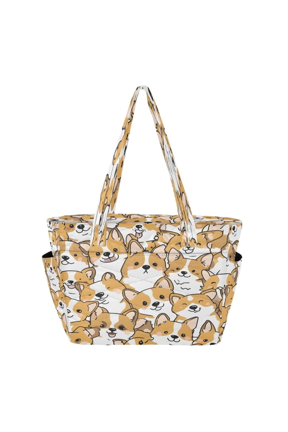 Tote Handbags Casual Shoulderbags In Corgi Crowd Pattern