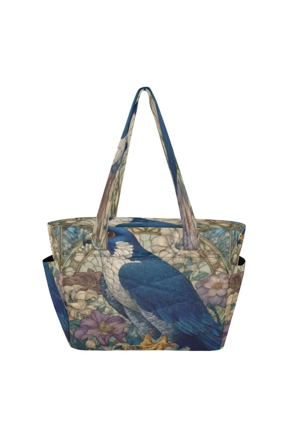 Tote Handbags Casual Shoulderbags In Floral Blue Falcon Pattern