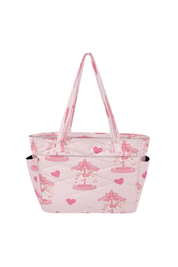 Tote Handbags Casual Shoulderbags In Pink Carousel Pattern Pattern