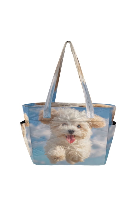 Tote Handbags Casual Shoulderbags In Sky Cloud Curly Pup Pattern