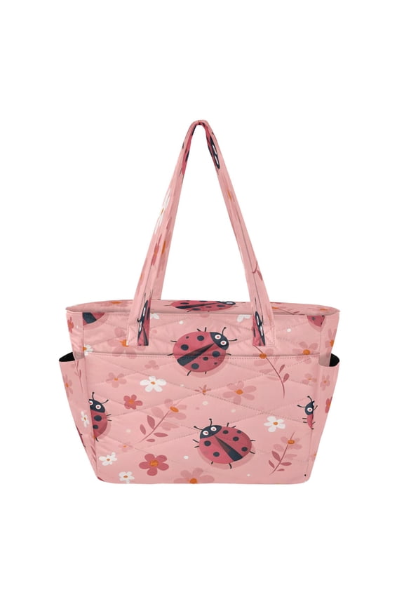 Tote Handbags Casual Shoulderbags In Soft Pink Ladybug Pattern