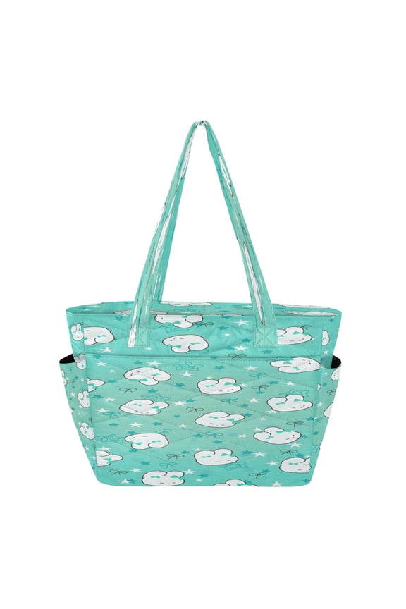 Tote Handbags Casual Shoulderbags In Teal Paw Pattern