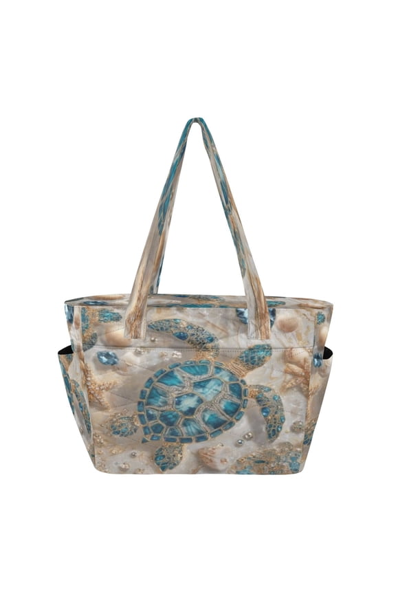 Tote Handbags Casual Shoulderbags In Turquoise Pearl Turtle Pattern