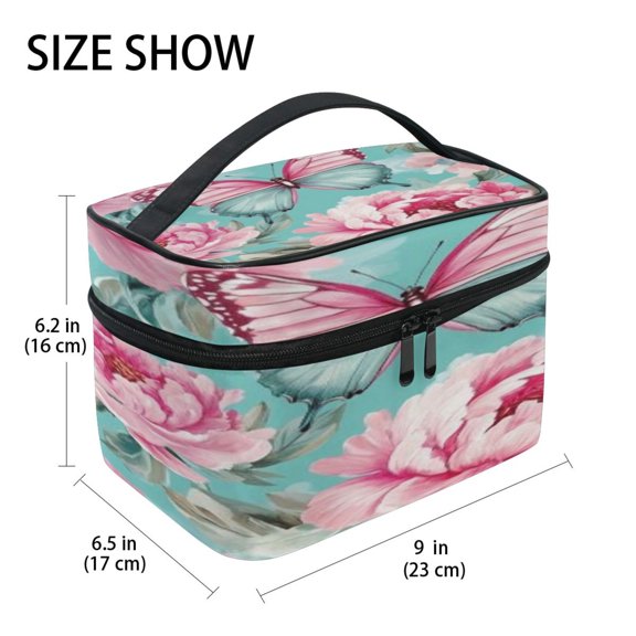 DIXRUYEE Train Case Cosmetics Organizer Fashion Aqua Flutter Printed Size: 9x6.2x6.5 in