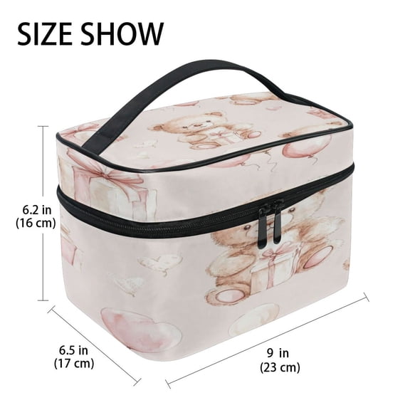 DIXRUYEE Train Case Cosmetics Organizer Fashion Bear Celebration Printed Size: 9x6.2x6.5 in