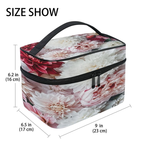 DIXRUYEE Train Case Cosmetics Organizer Fashion Blossoms in Soft Focus Printed Size: 9x6.2x6.5 in