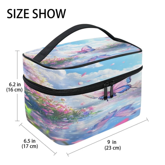 DIXRUYEE Train Case Cosmetics Organizer Fashion Butterfly Spring Printed Size: 9x6.2x6.5 in