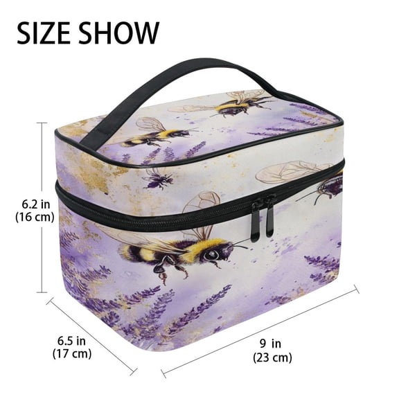 DIXRUYEE Train Case Cosmetics Organizer Fashion Buzzing in Bloom Printed Size: 9x6.2x6.5 in