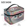 thumbnail image 1 of DIXRUYEE Train Case Cosmetics Organizer Fashion Cat Surrounded by Pink Roses Printed Size: 9x6.2x6.5 in, 1 of 5