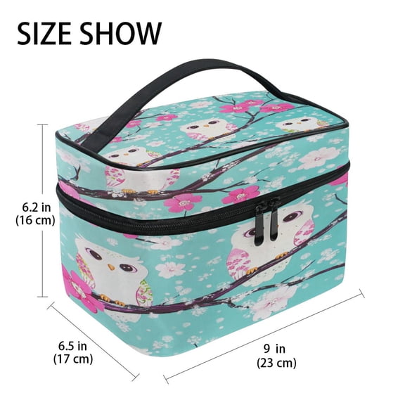 DIXRUYEE Train Case Cosmetics Organizer Fashion Charming Owl Trio Printed Size: 9x6.2x6.5 in