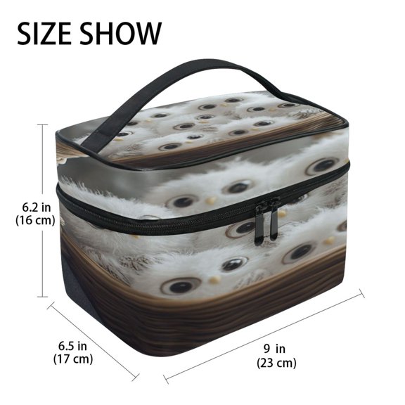 DIXRUYEE Train Case Cosmetics Organizer Fashion Charming Owls Snuggled in A Basket Printed Size: 9x6.2x6.5 in