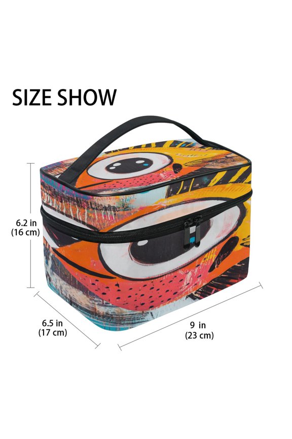 Train Case Cosmetics Organizer Fashion Cheerful Fin-tastic Printed Size: 9x6.2x6.5 in