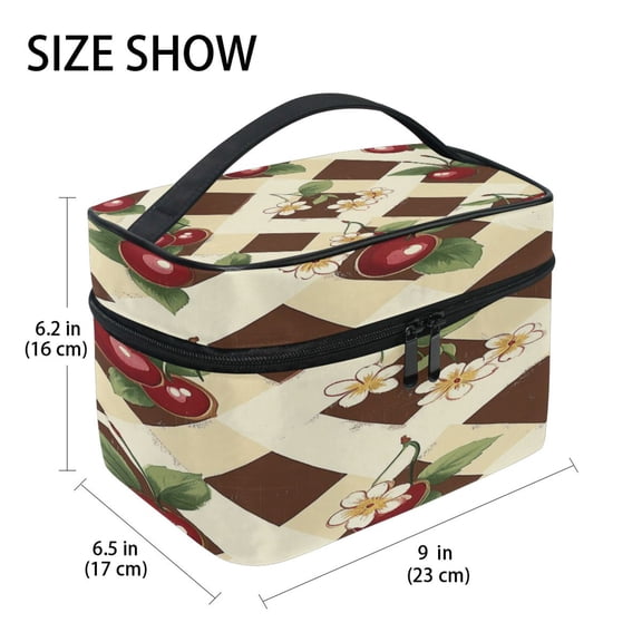 DIXRUYEE Train Case Cosmetics Organizer Fashion Cherry Blossom Charm Printed Size: 9x6.2x6.5 in