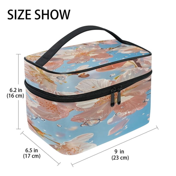 DIXRUYEE Train Case Cosmetics Organizer Fashion Cherry Blossoms Printed Size: 9x6.2x6.5 in