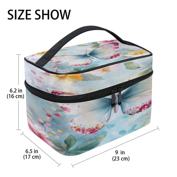 DIXRUYEE Train Case Cosmetics Organizer Fashion Colorful Butterfly Dance Printed Size: 9x6.2x6.5 in
