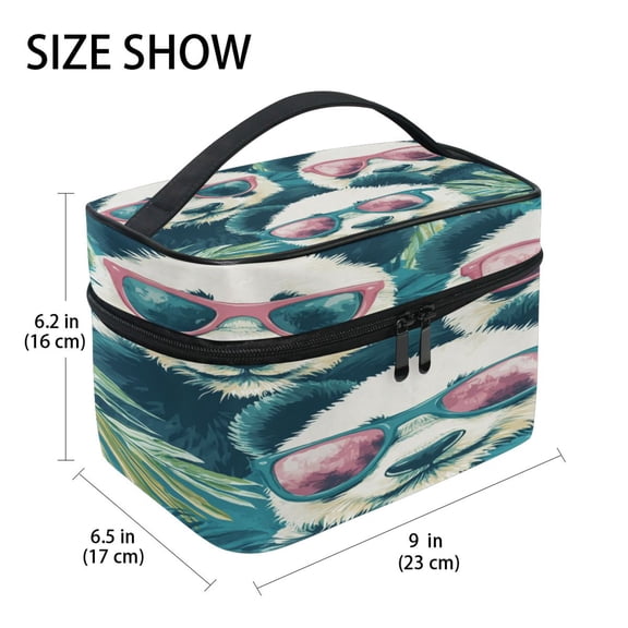 DIXRUYEE Train Case Cosmetics Organizer Fashion Cool Pandas under Palms Printed Size: 9x6.2x6.5 in