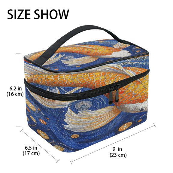 DIXRUYEE Train Case Cosmetics Organizer Fashion Cosmic Koi Printed Size: 9x6.2x6.5 in