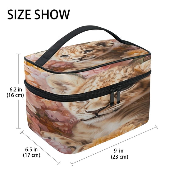 DIXRUYEE Train Case Cosmetics Organizer Fashion Cub in Bloom Printed Size: 9x6.2x6.5 in
